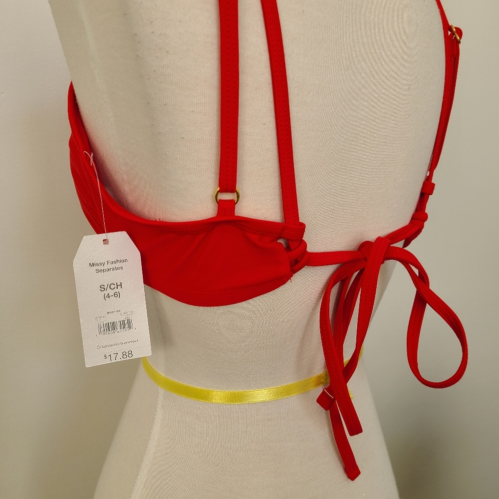 NWT Time And Tru Red Bikini Top Size Small - Picture 2 of 3